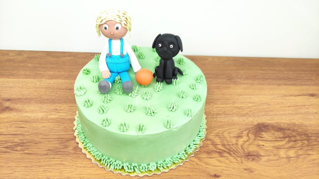 Tort z chłopcem i psem